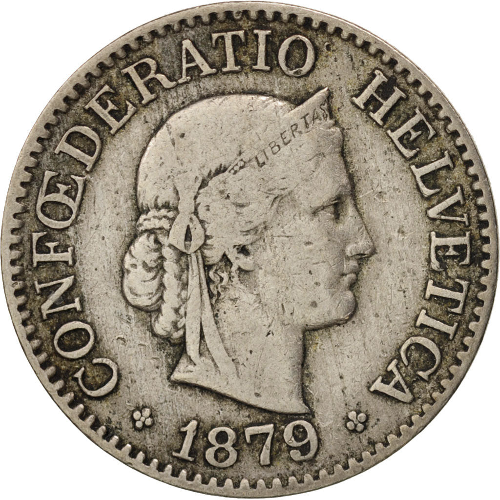 Switzerland, 10 Rappen, 1879, Bern, VF(30-35), Copper-nickel, KM:27