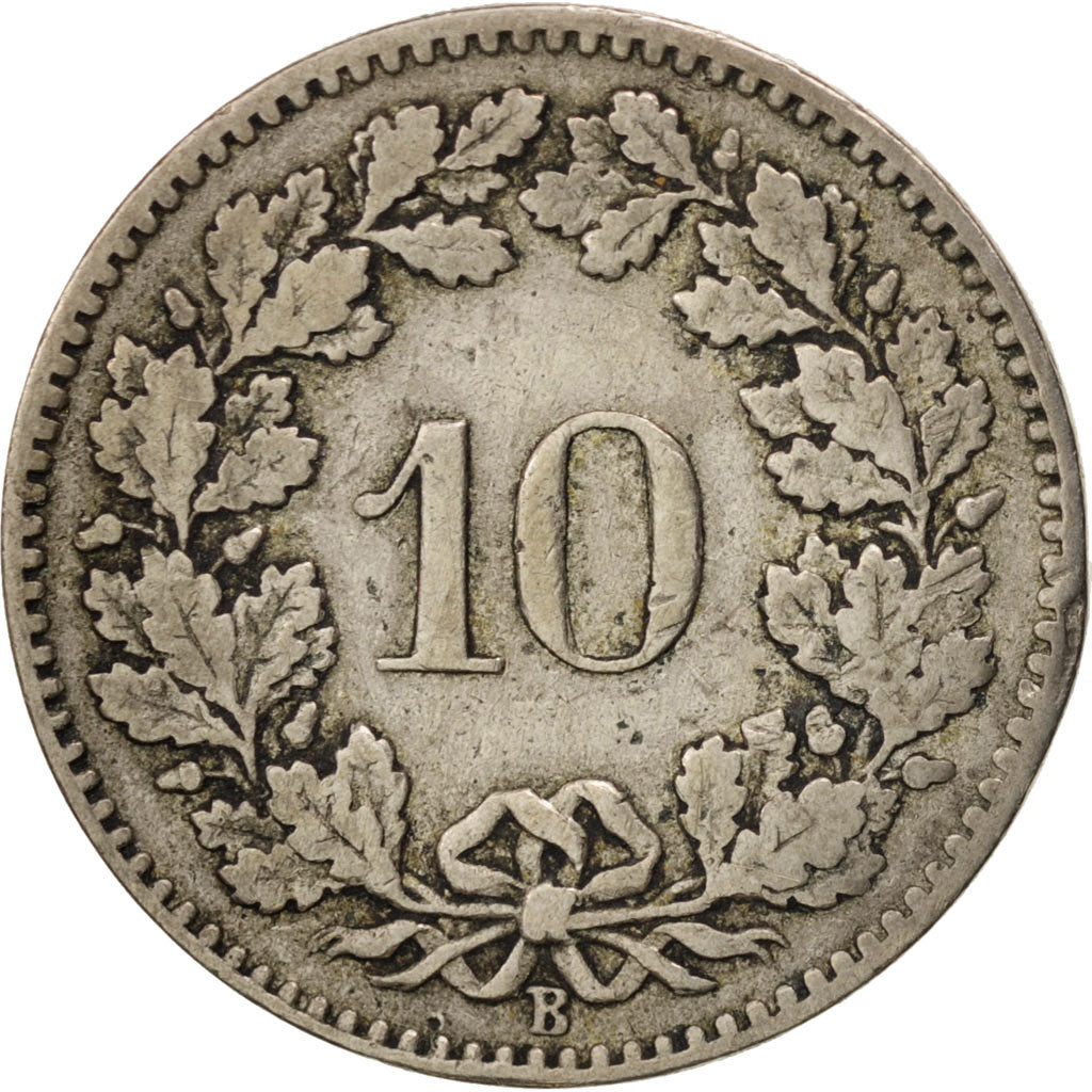 Switzerland, 10 Rappen, 1879, Bern, VF(30-35), Copper-nickel, KM:27