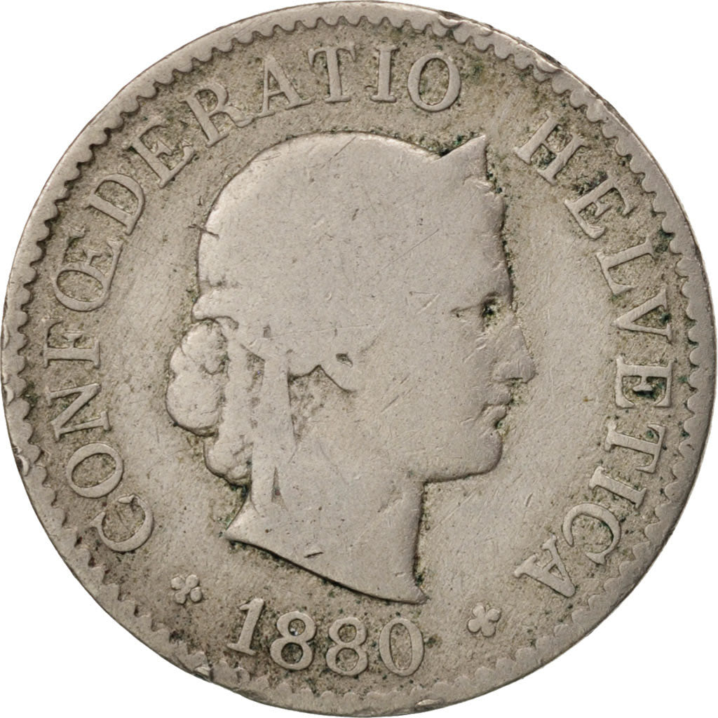 Coin, Switzerland, 5 Rappen, 1880, Bern, F(12-15), Copper-nickel, KM:26