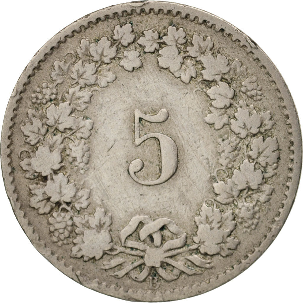 Coin, Switzerland, 5 Rappen, 1880, Bern, F(12-15), Copper-nickel, KM:26