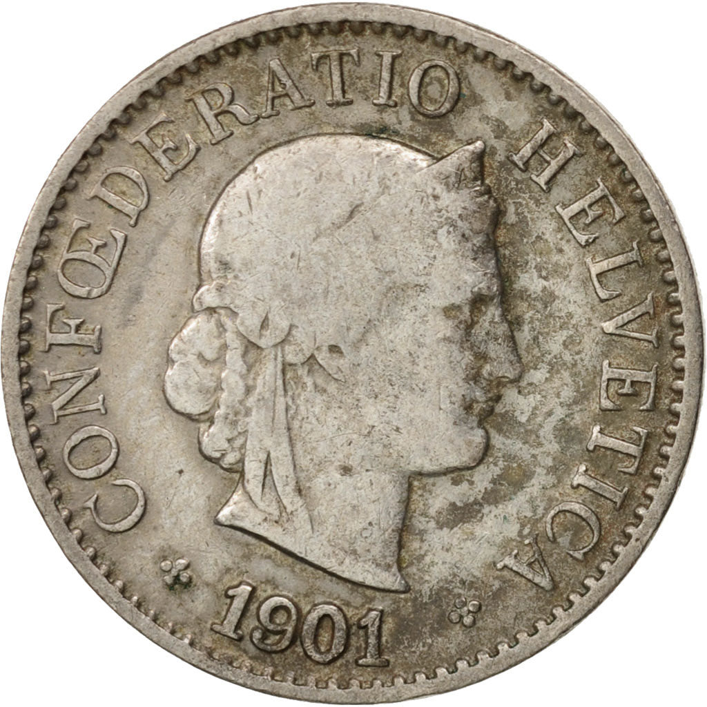 Switzerland, 5 Rappen, 1901, Bern, VF(20-25), Copper-nickel, KM:26