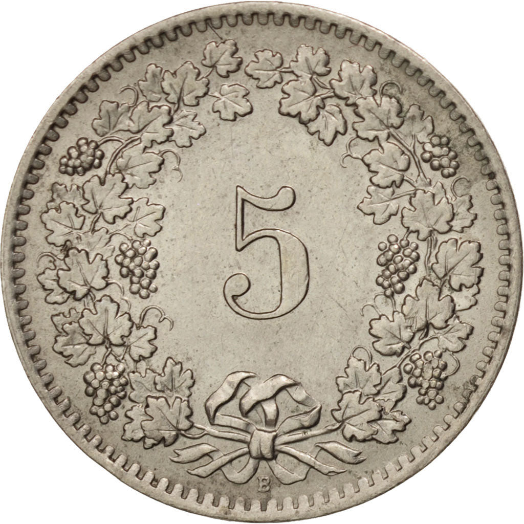 Münze, Schweiz, 5 Rappen, 1962, Bern, VZ, Copper-nickel, KM:26