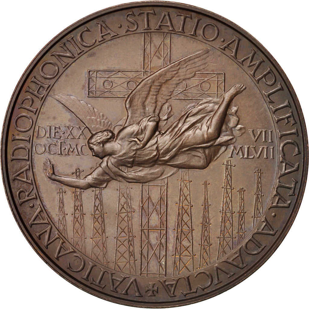 Vatican, Medal, Pio XII, New Center of Vatican Radio, Religions & beliefs, 1957