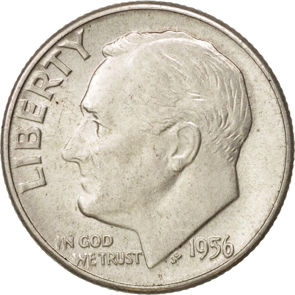 Coin, United States, Roosevelt Dime, Dime, 1956, U.S. Mint, Philadelphia