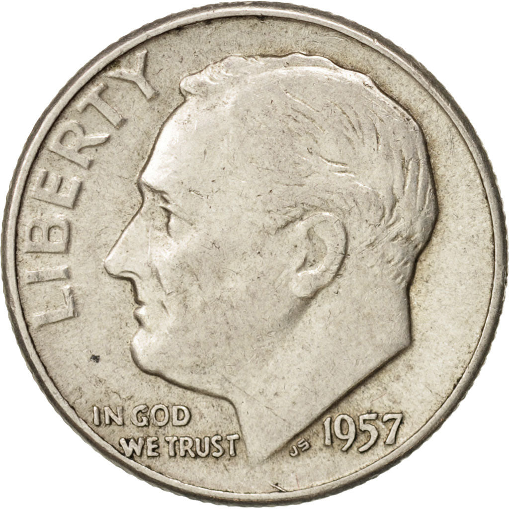 Moneta, Stati Uniti, Roosevelt Dime, Dime, 1957, U.S. Mint, Philadelphia, BB+
