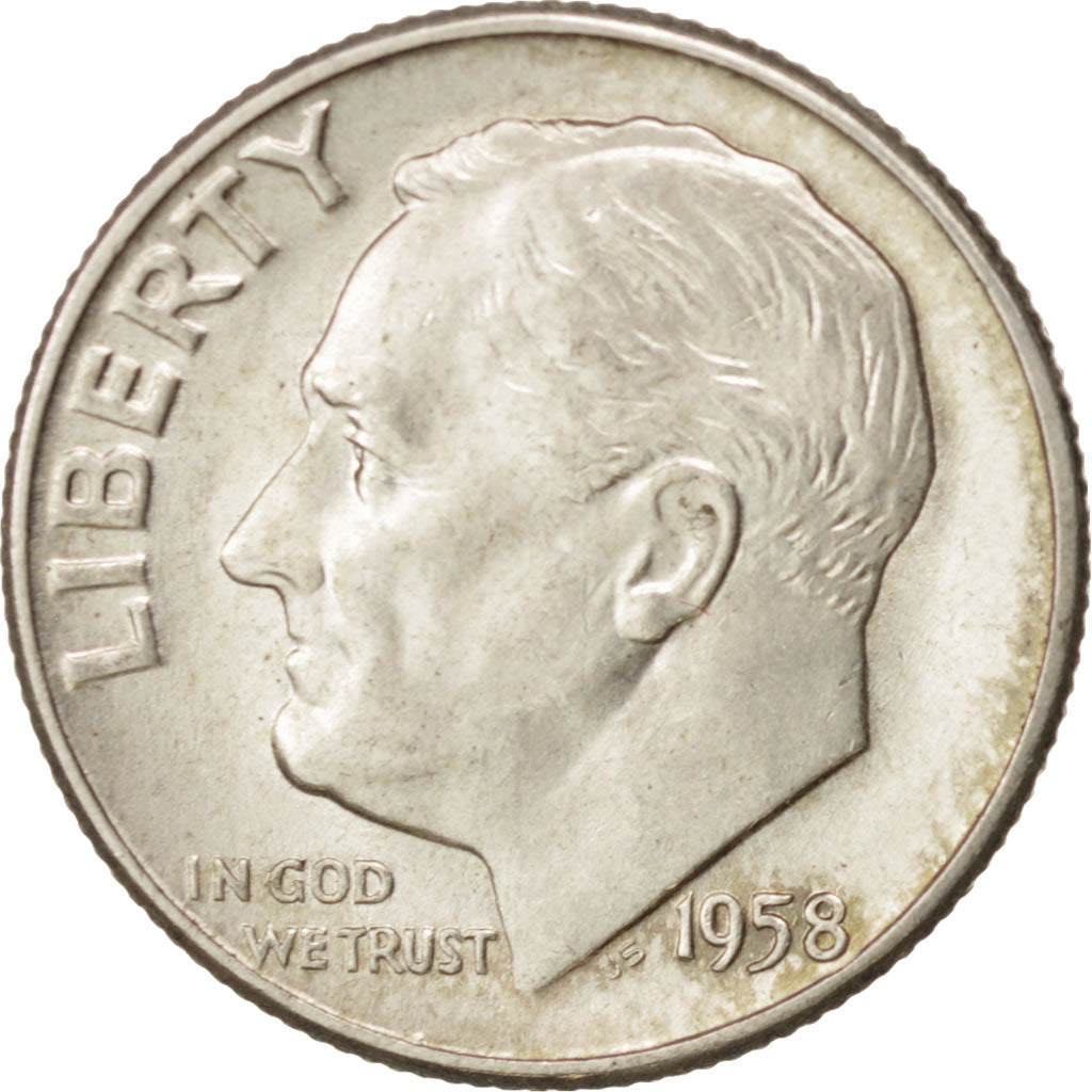 United States, Roosevelt Dime, Dime, 1958, U.S. Mint, Philadelphia, MS(63)