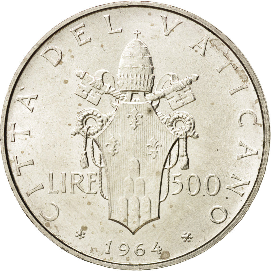 VATICAN CITY, Paul VI, 500 Lire, 1964, Roma, MS(63), Silver, KM:83.2
