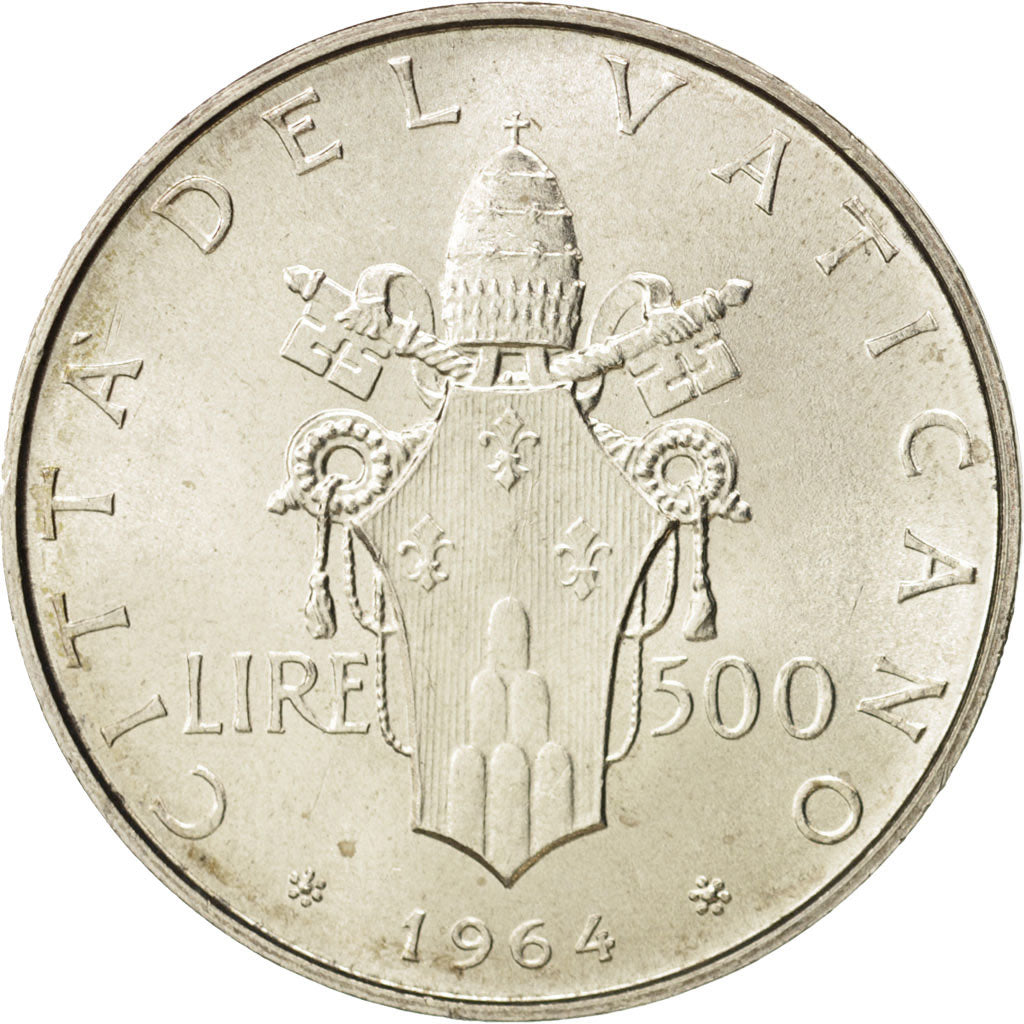 Coin, VATICAN CITY, Paul VI, 500 Lire, 1964, Roma, MS(65-70), Silver, KM:83.2
