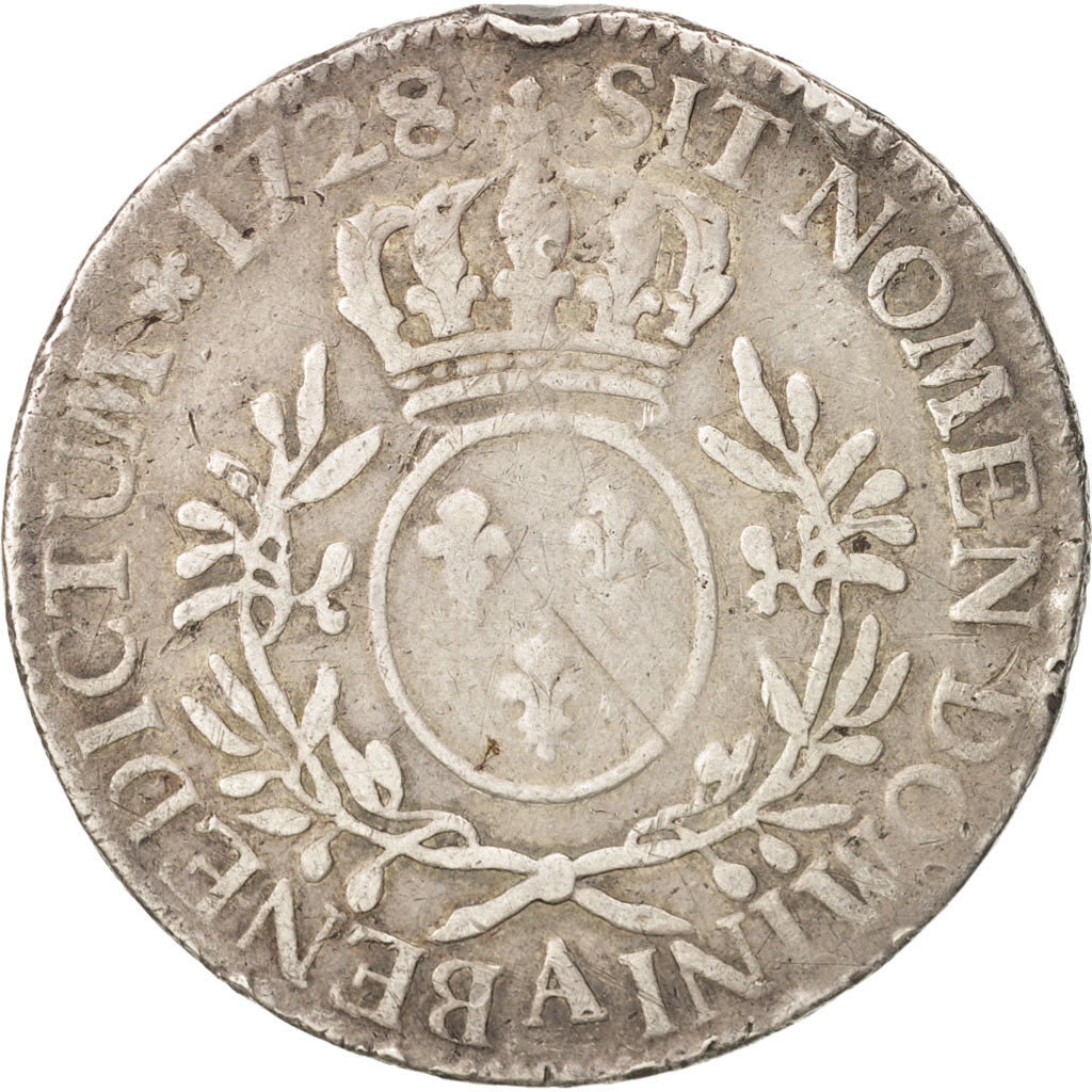 Coin, France, Louis XV, Écu aux branches d'olivier, Ecu, 1728, Paris