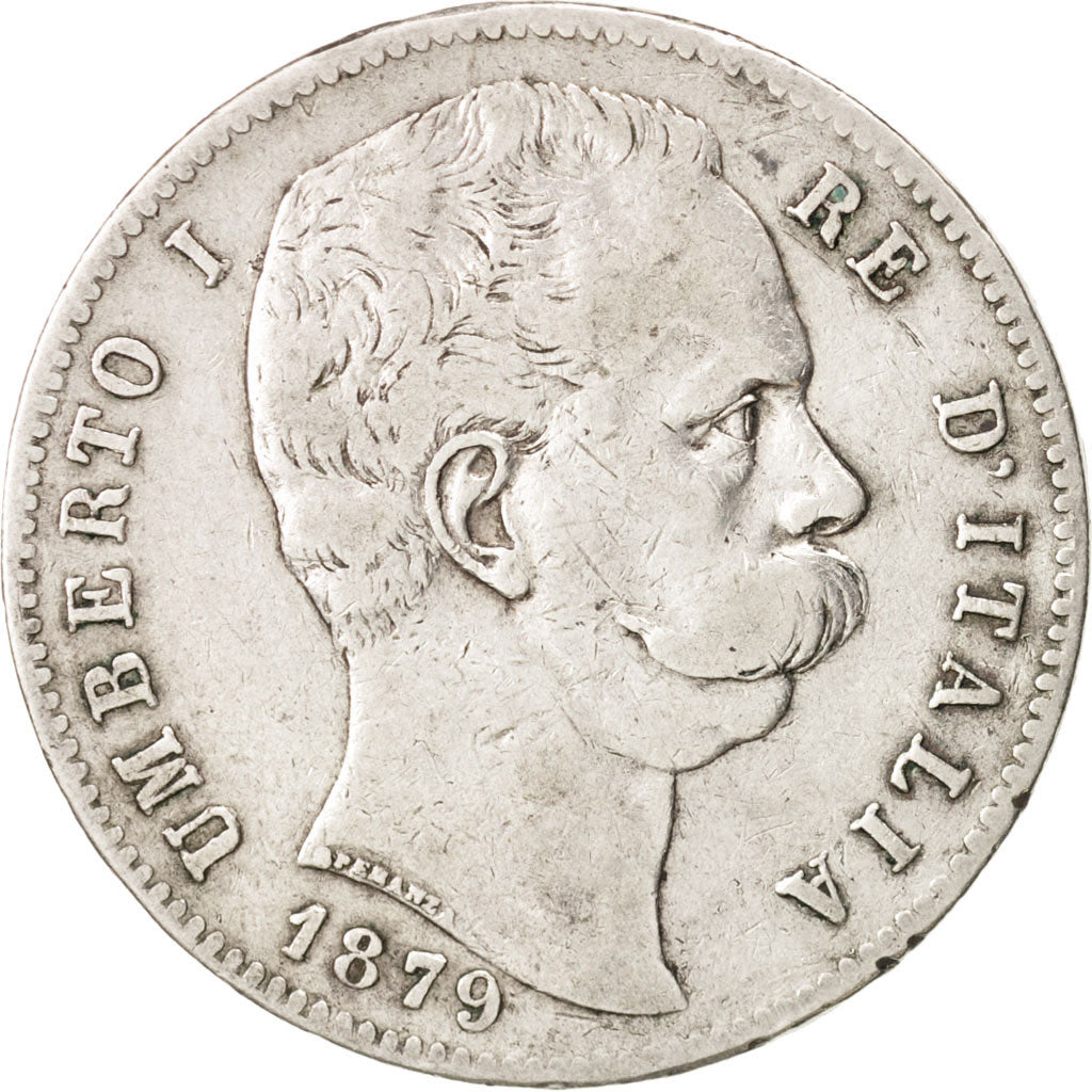 Münze, Italien, Umberto I, 5 Lire, 1879, Rome, S, Silber, KM:20