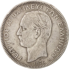 Greece, George I, 5 Drachmai, 1876, Paris, VF(30-35), Silver, KM:46