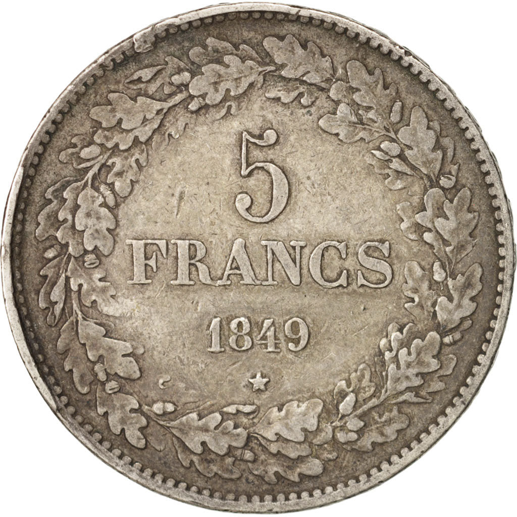 Coin, Belgium, Leopold I, 5 Francs, 5 Frank, 1849, EF(40-45), Silver, KM:3.2