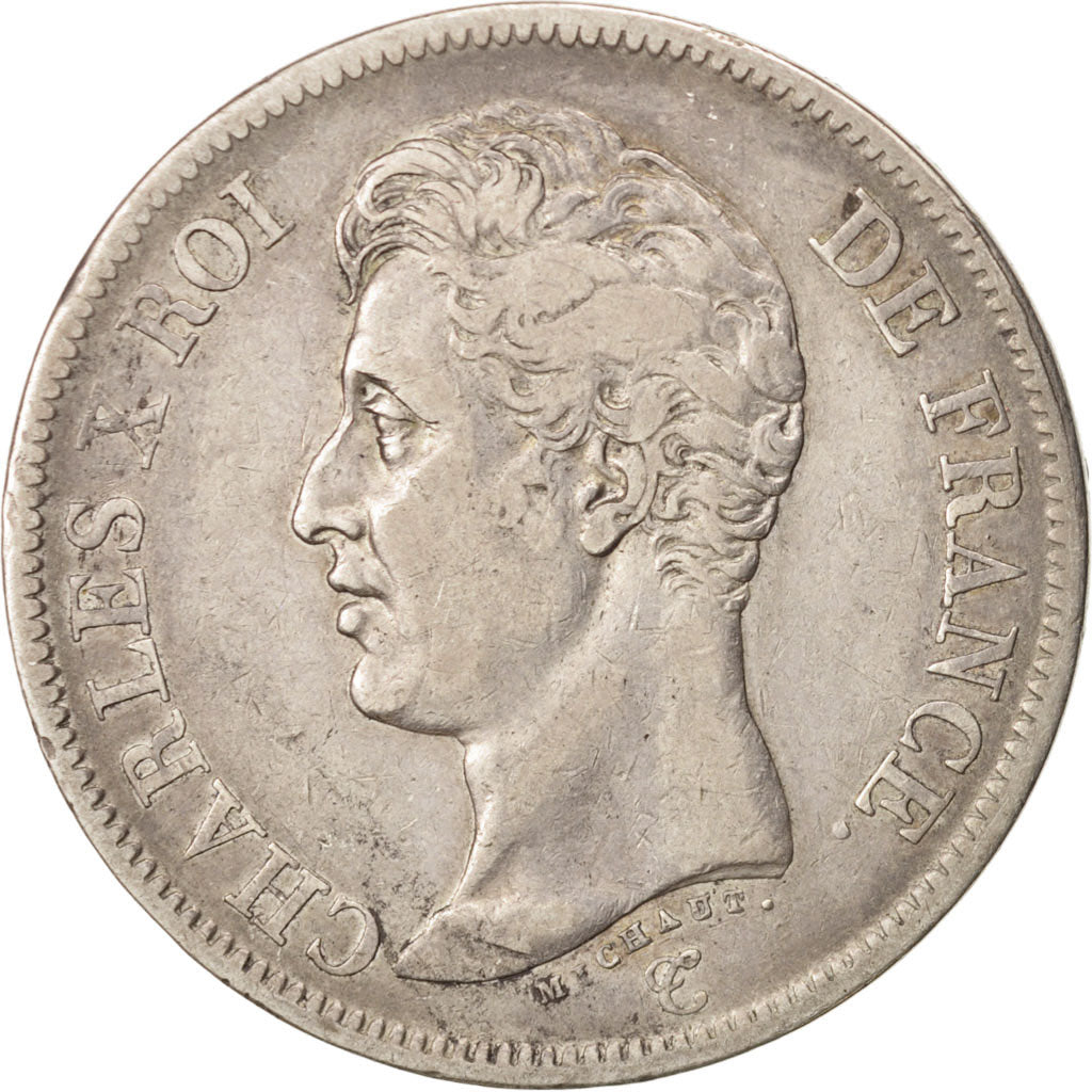 Moneta, Francia, Charles X, 5 Francs, 1825, Lille, BB, Argento, KM:720.13