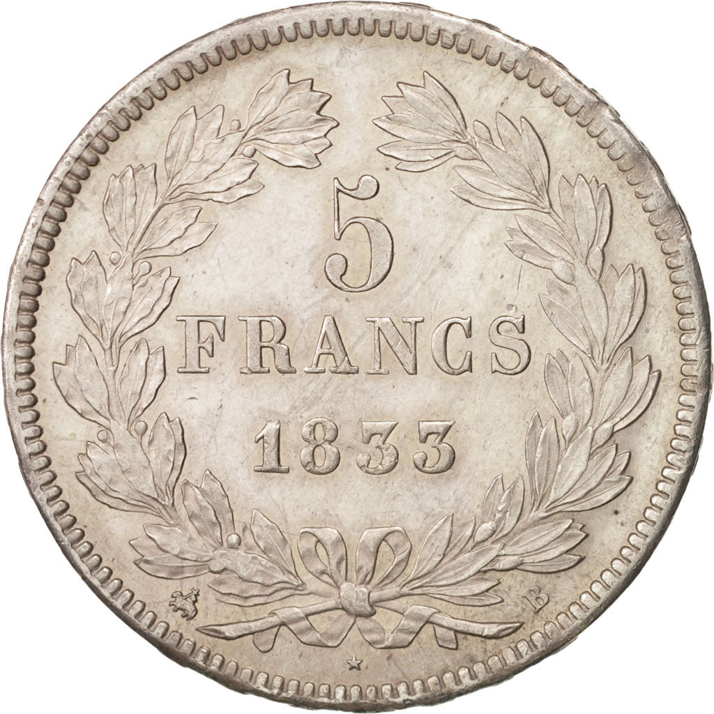 Francia, Louis-Philippe, 5 Francs, 1833, Rouen, SPL-, Argento, KM:749.2, Gado...