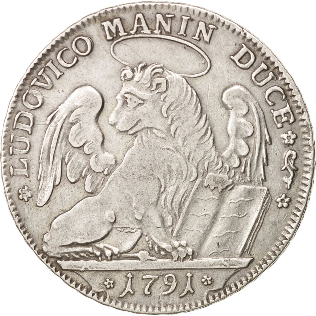 ITALIAN STATES, VENICE, Lodovico Manin, Tallero, 1791, Venice, EF(40-45)
