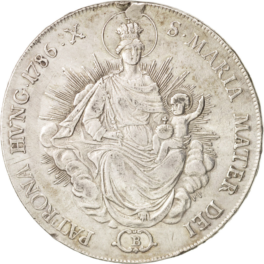 Coin, Hungary, Joseph II, Thaler, 1786, Kremnitz, EF(40-45), Silver, KM:400.2