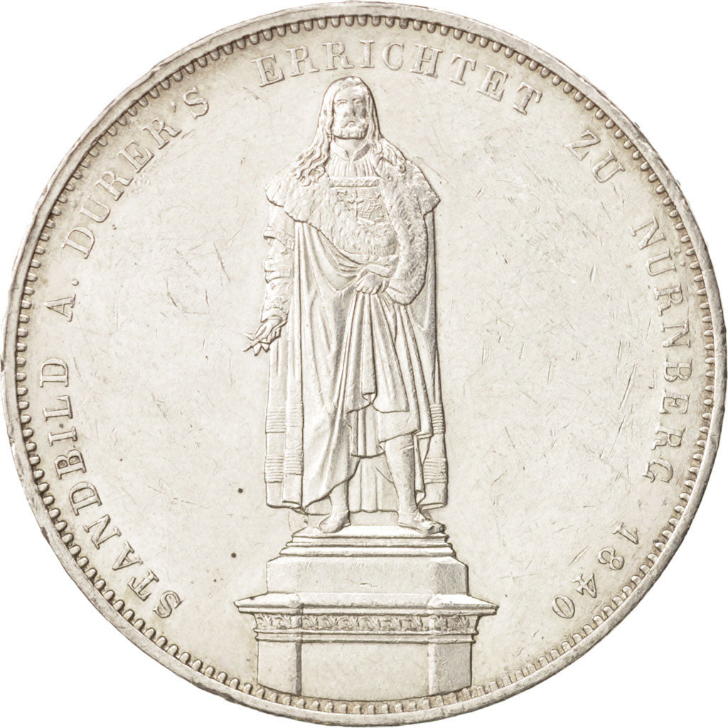 German States, BAVARIA, Ludwig I, 2 Thaler, 3-1/2 Gulden, 1840, AU(50-53)