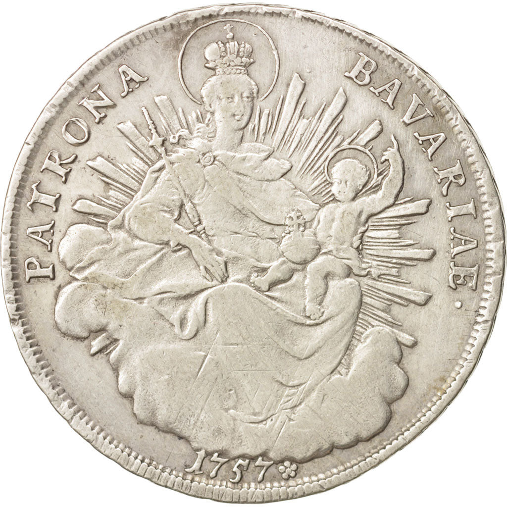 German States, BAVARIA, Maximilian III, Josef, Thaler, 1757, Munich, VF(30-35)