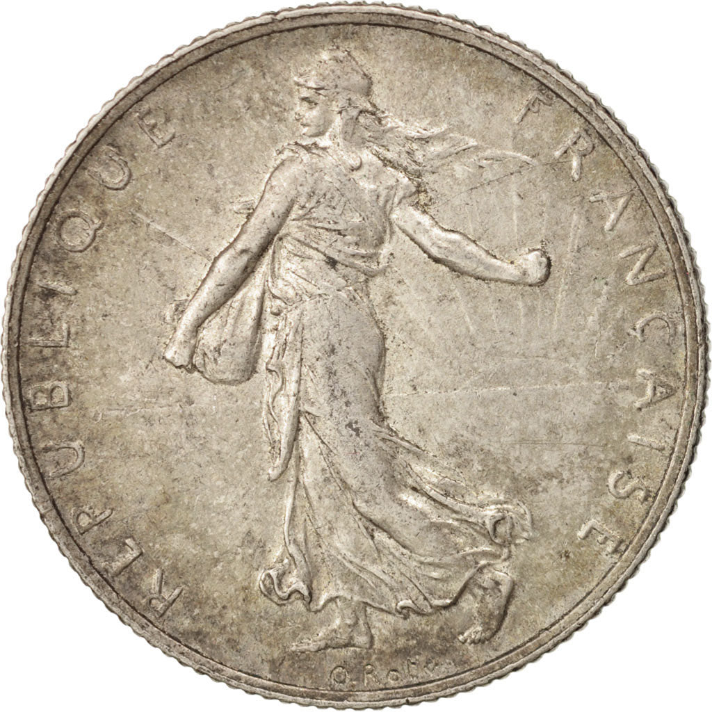 France, Semeuse, 2 Francs, 1915, Paris, EF(40-45), Silver, KM:845.1, Gadoury:532