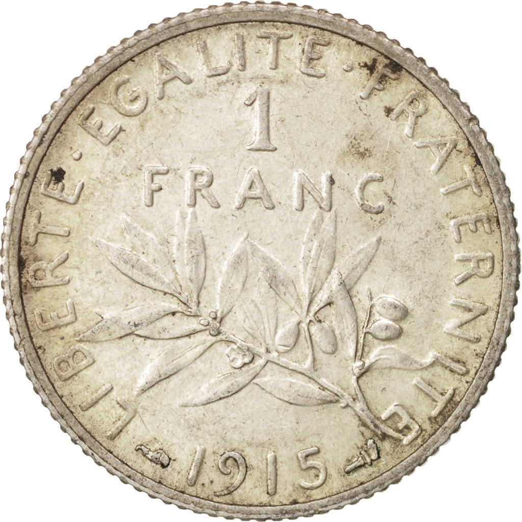 France, Semeuse, Franc, 1915, Paris, EF(40-45), Silver, KM:844.1, Gadoury:467