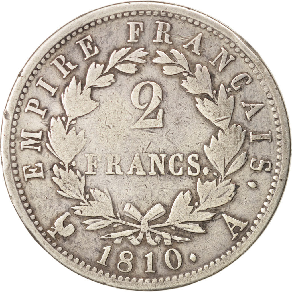 France, Napoléon I, 2 Francs, 1810, Paris, VF(20-25), Silver, KM:693.1