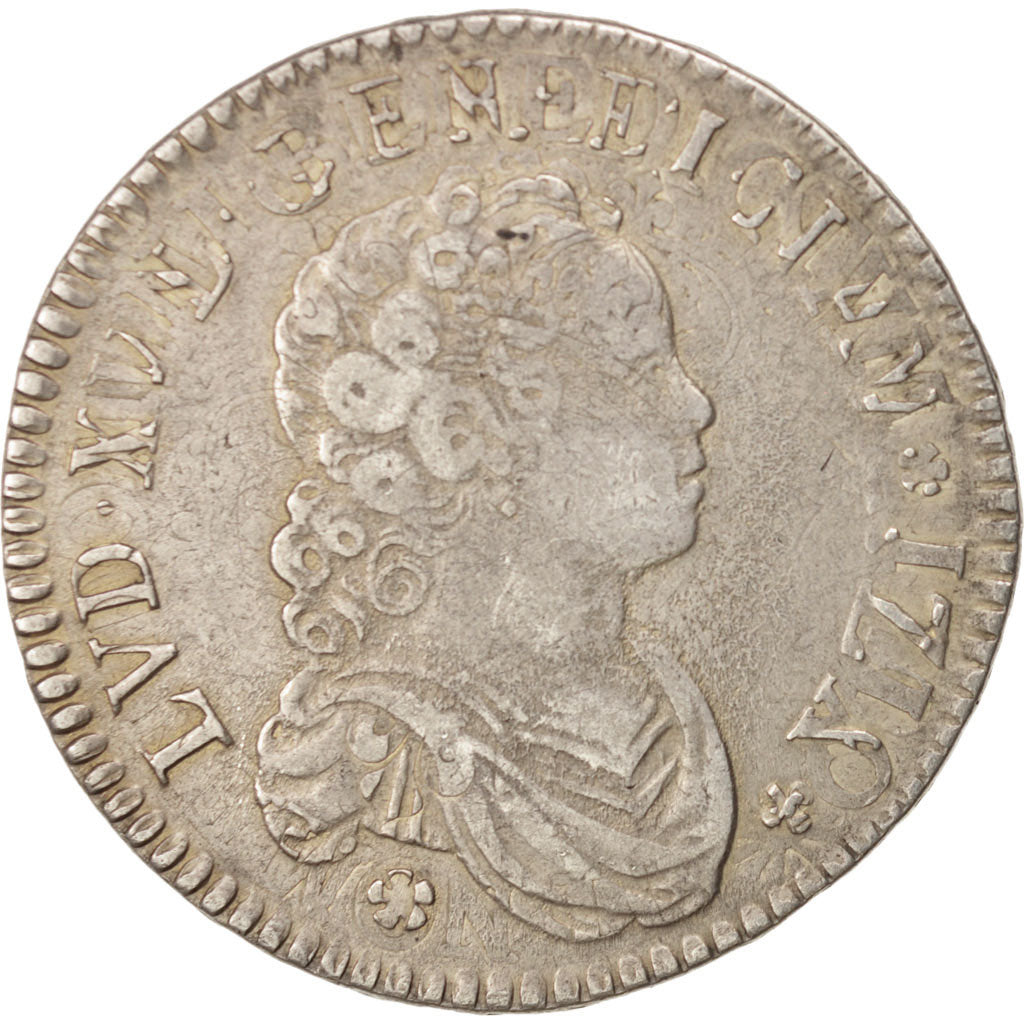 Moneda, Francia, Louis XV, 1/2 Écu Vertugadin, 1/2 ECU, 44 Sols, 1716, Paris