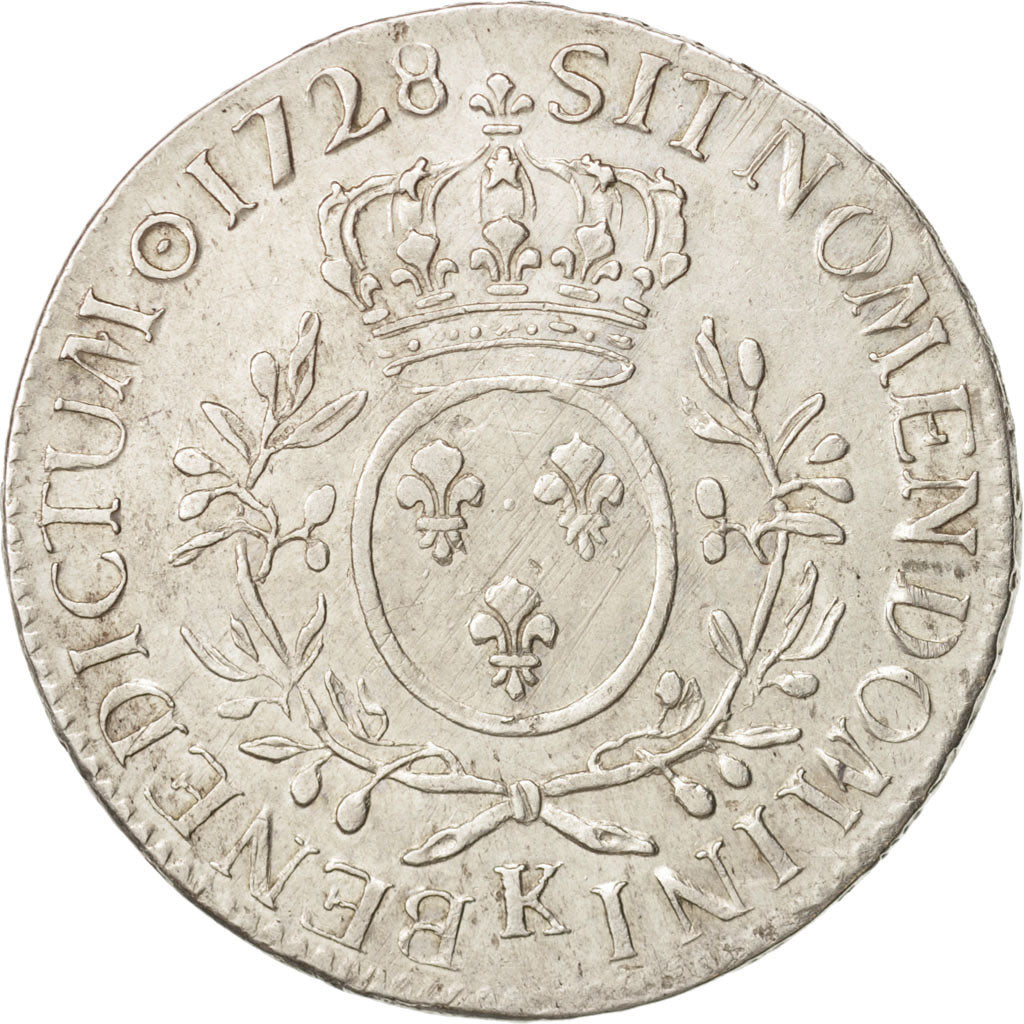 Coin, France, Louis XV, Écu aux branches d'olivier, Ecu, 1728, Bordeaux