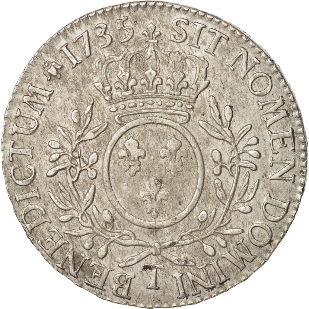 Moneda, Francia, Louis XV, Écu aux branches d'olivier, Ecu, 1735, Nantes, MBC+