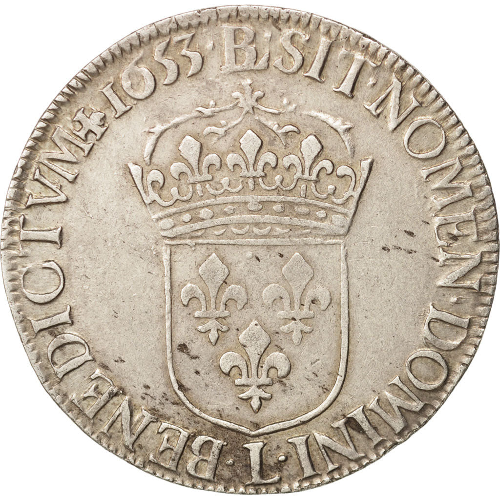 Moneda, Francia, Louis XIV, Écu à la mèche longue, Ecu, 1653, Bayonne, BC+