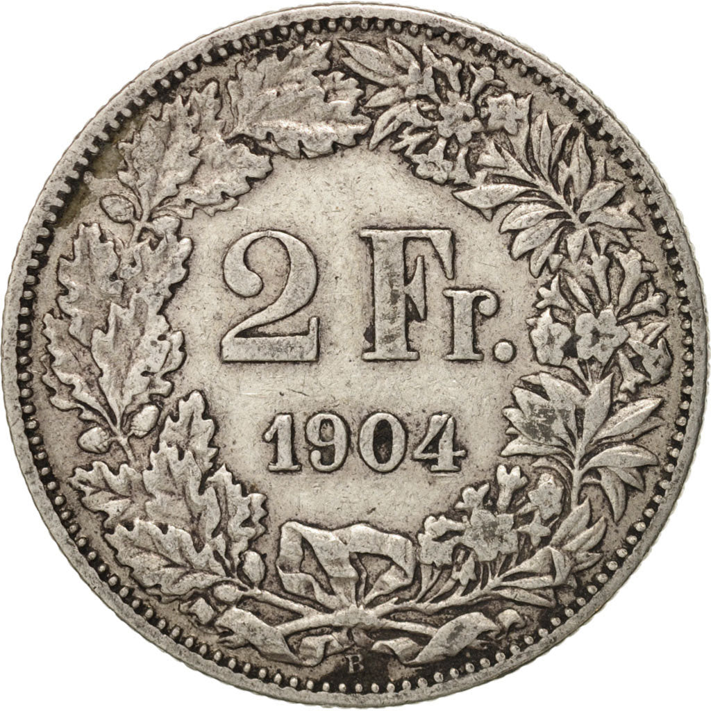 Switzerland, 2 Francs, 1904, VF(20-25), Silver, KM:21