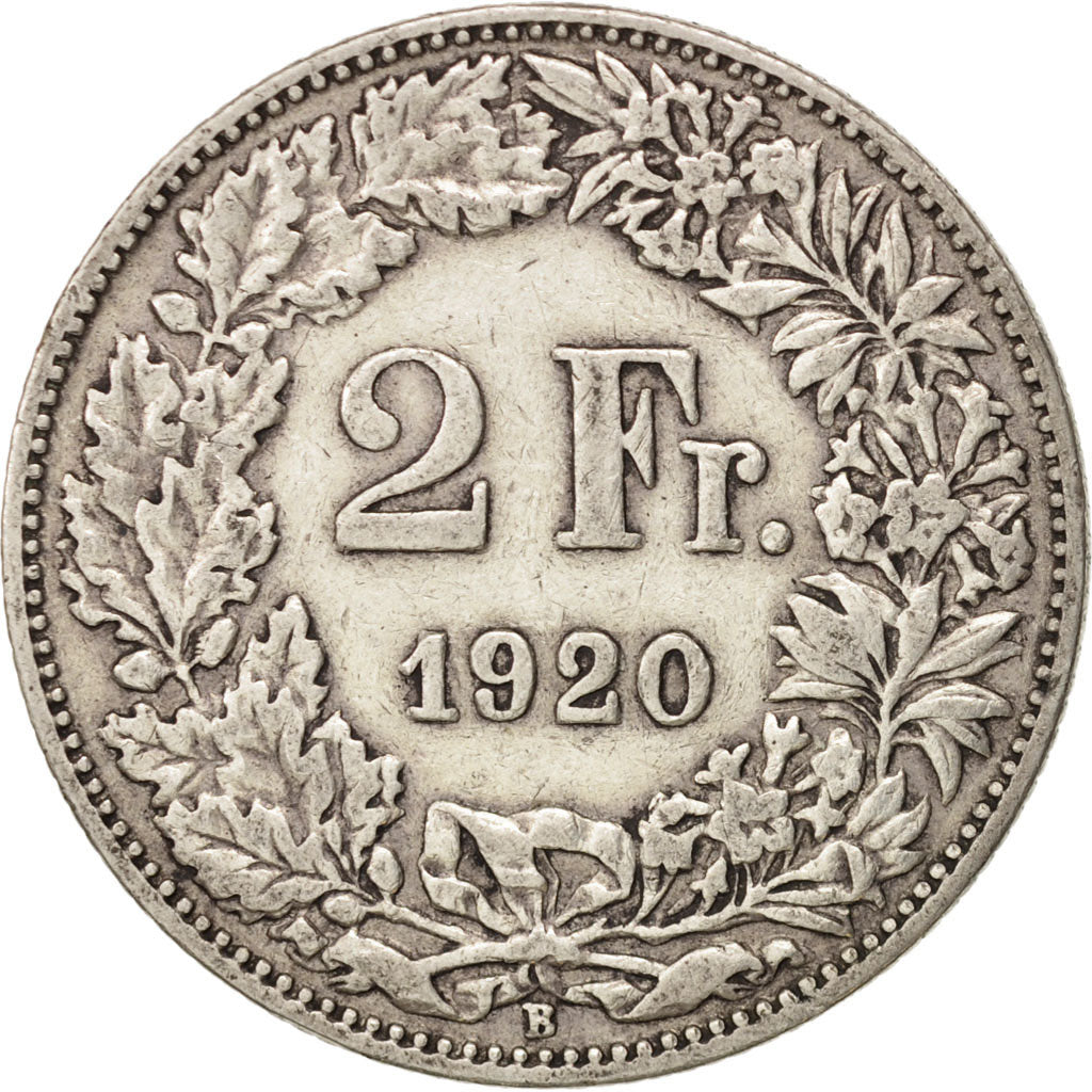 Coin, Switzerland, 2 Francs, 1920, Bern, VF(20-25), Silver, KM:21