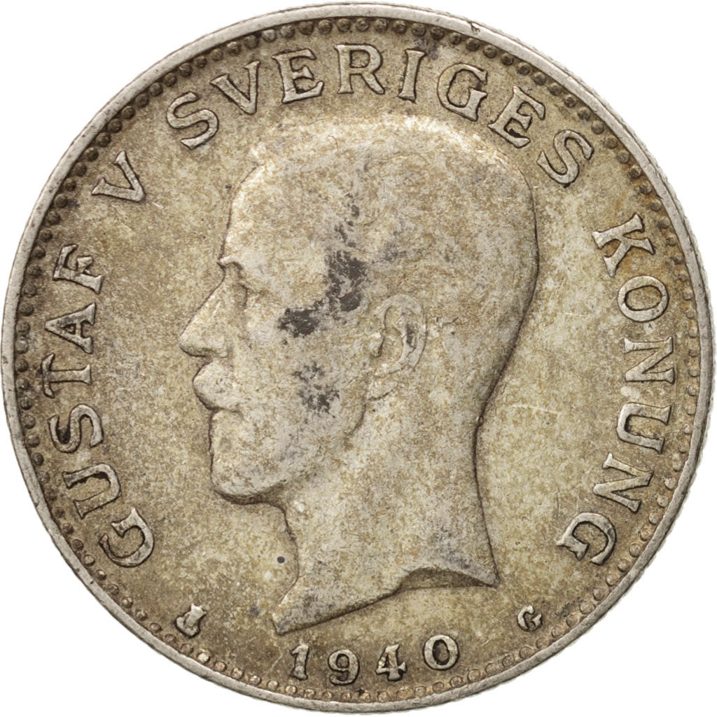 Coin, Sweden, Gustaf V, Krona, 1940, VF(30-35), Silver, KM:786.2