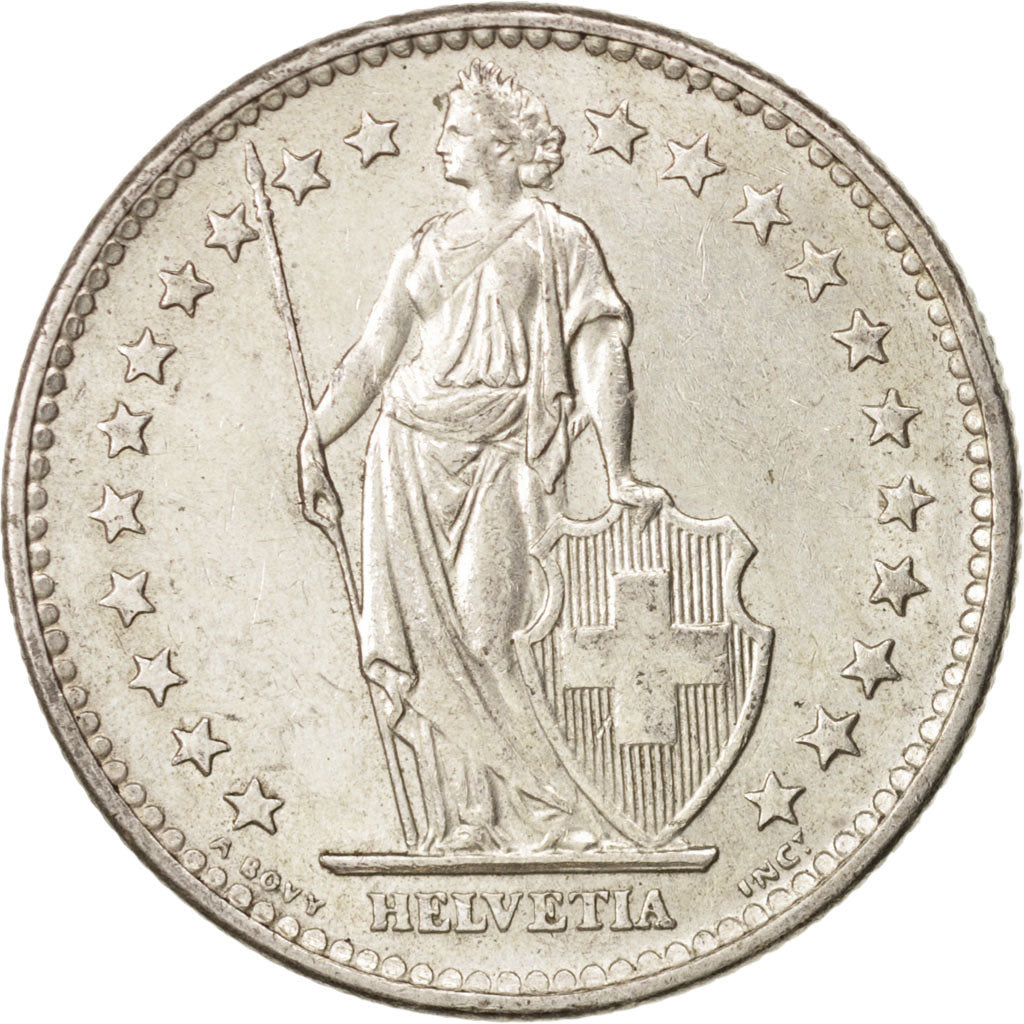 Switzerland, 2 Francs, 1965, Bern, AU(55-58), Silver, KM:21