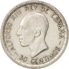 Spain, Alfonso XIII, 50 Centimos, 1926, AU(50-53), Silver, KM:741