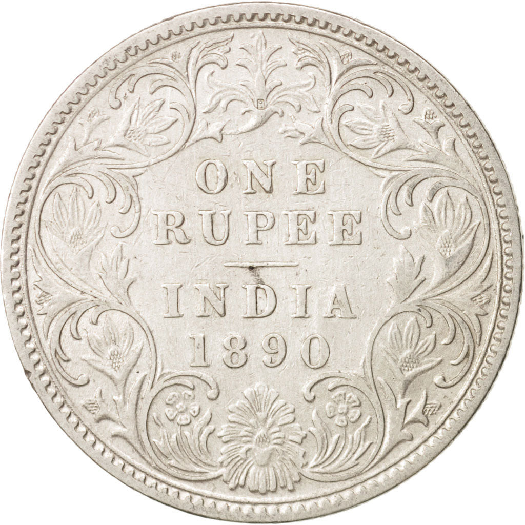 INDIA-BRITISH, Victoria, Rupee, 1890, Bombay, AU(50-53), Silver, KM:492