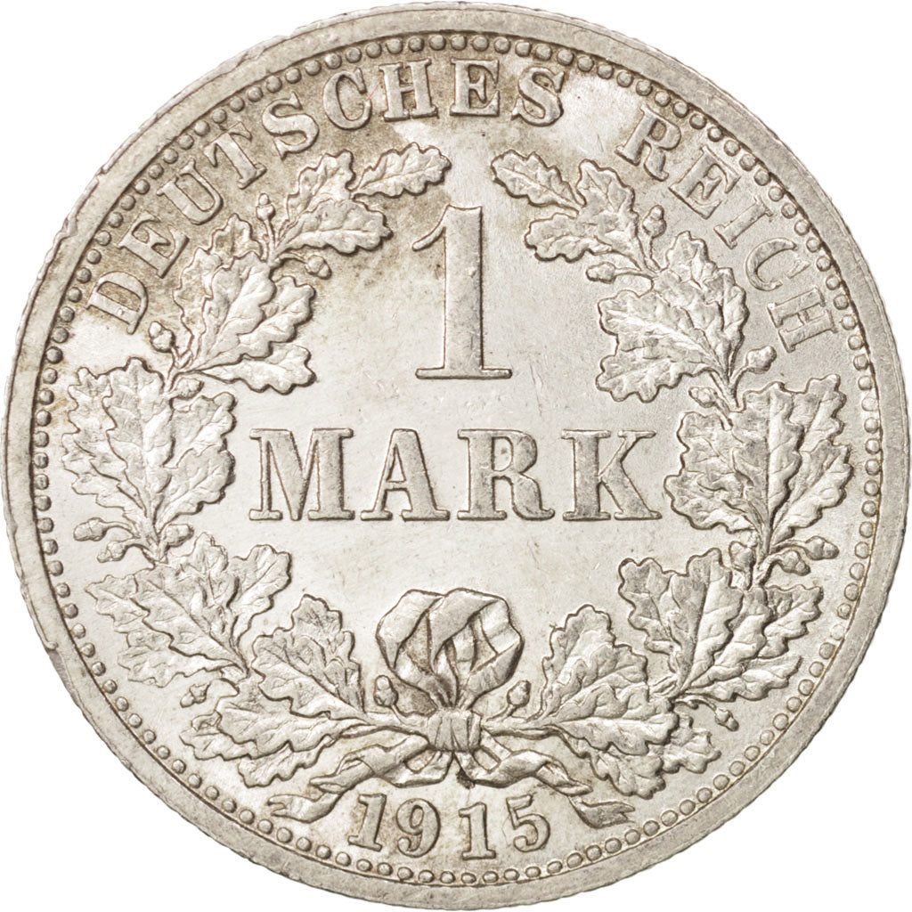 GERMANY - EMPIRE, Wilhelm II, Mark, 1915, Stuttgart, AU(55-58), Silver, KM:14