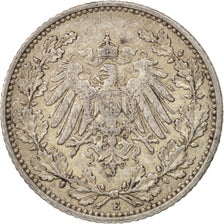 GERMANY - EMPIRE, 1/2 Mark, 1916, Muldenhütten, AU(50-53), Silver, KM:17