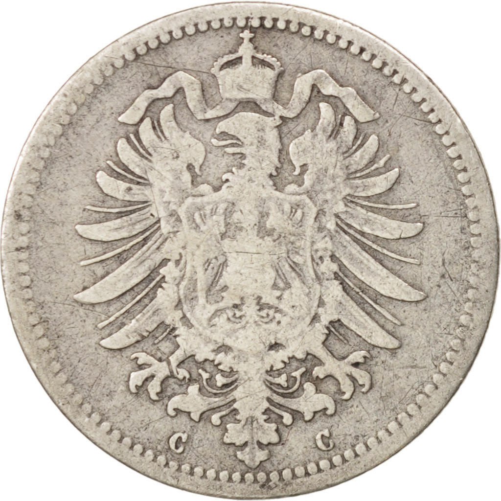 Coin, GERMANY - EMPIRE, Wilhelm I, 20 Pfennig, 1876, EF(40-45), Silver, KM:5