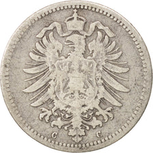 Coin, GERMANY - EMPIRE, Wilhelm I, 20 Pfennig, 1876, EF(40-45), Silver, KM:5