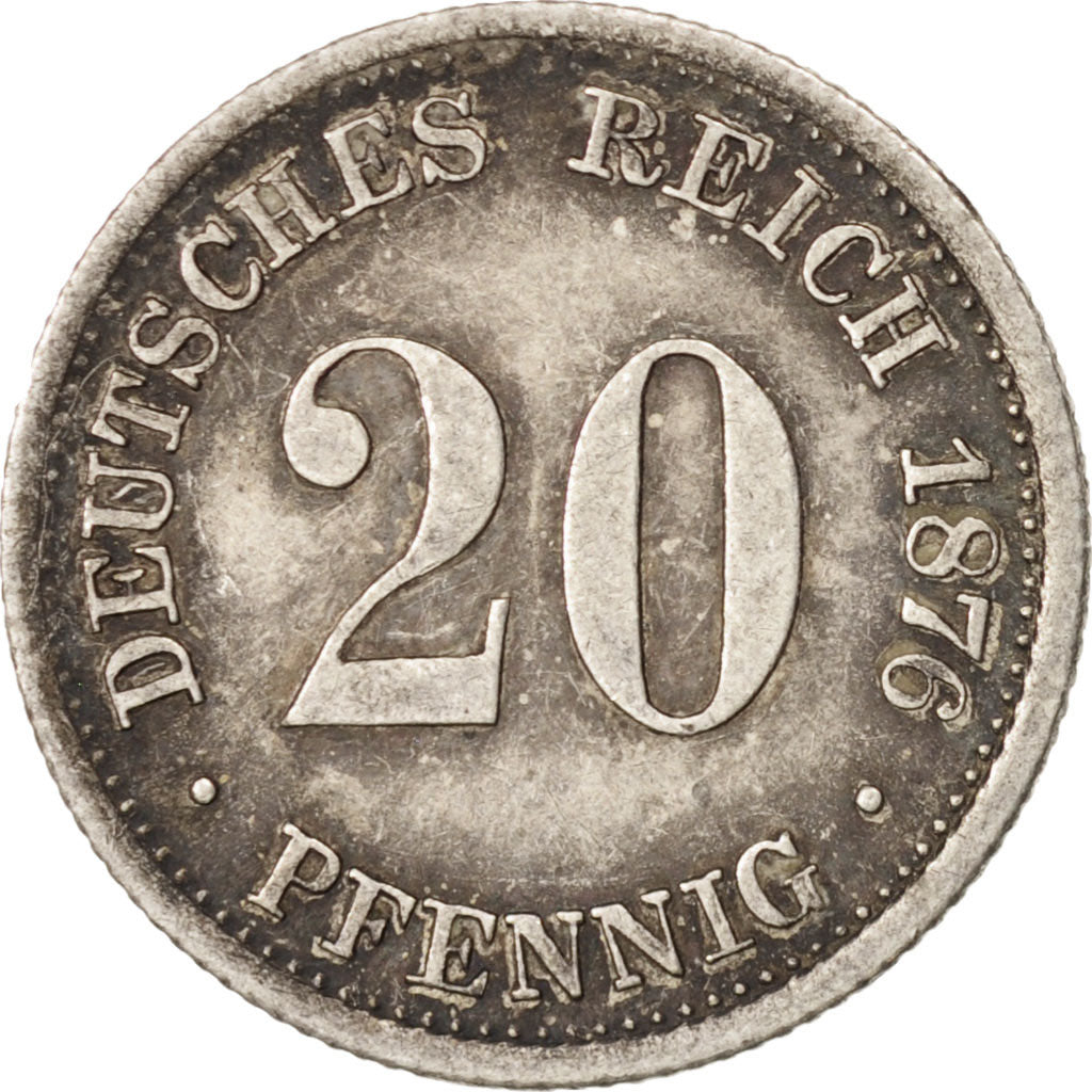 Coin, GERMANY - EMPIRE, Wilhelm I, 20 Pfennig, 1876, Stuttgart, AU(50-53)