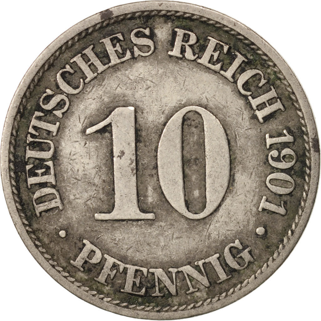 Coin, GERMANY - EMPIRE, Wilhelm II, 10 Pfennig, 1901, Berlin, VF(30-35)