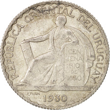 Uruguay, 20 Centesimos, 1930, Paris, AU(50-53), Silver, KM:26