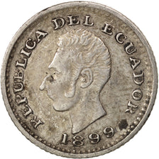 Coin, Ecuador, 1/2 Decimo, Medio, 1899, Lima, Lima, AU(55-58), Silver, KM:55.1