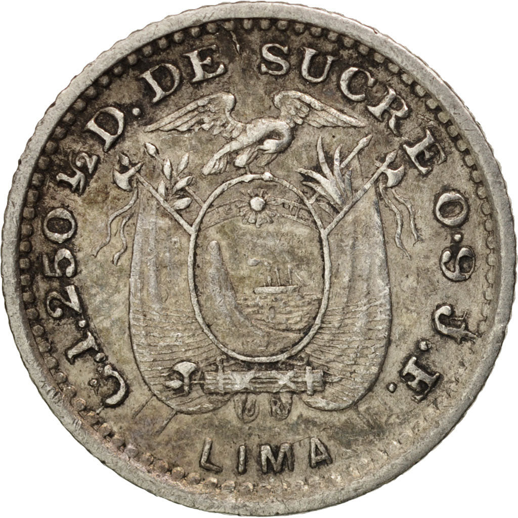 Coin, Ecuador, 1/2 Decimo, Medio, 1899, Lima, Lima, AU(55-58), Silver, KM:55.1