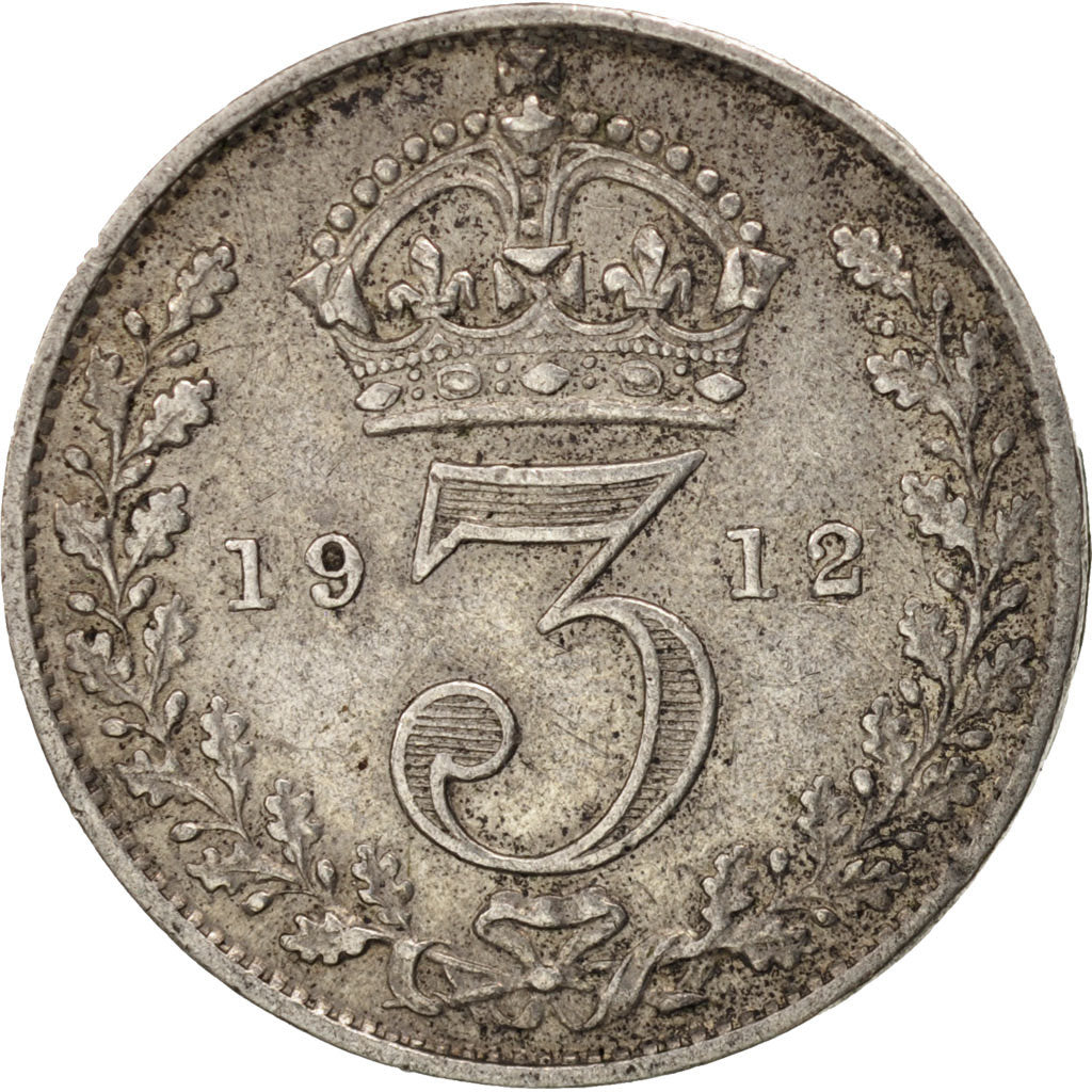 Coin, Great Britain, George V, 3 Pence, 1912, AU(50-53), Silver, KM:813