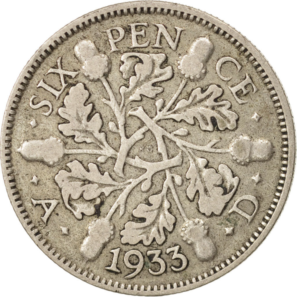 Coin, Great Britain, George V, 6 Pence, 1933, EF(40-45), Silver, KM:832