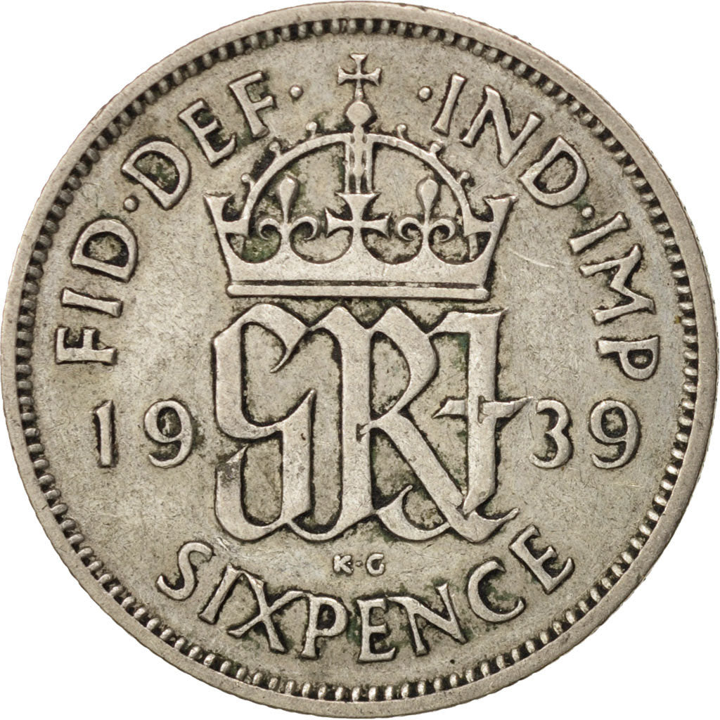 Great Britain, George VI, 6 Pence, 1939, EF(40-45), Silver, KM:852
