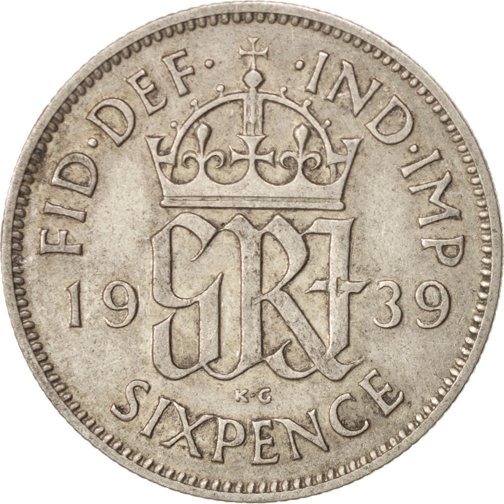 Coin, Great Britain, George VI, 6 Pence, 1939, AU(50-53), Silver, KM:852