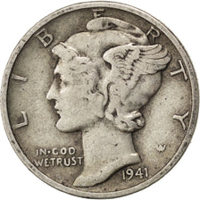 UNITED STATES, Mercury Dime, Dime, 1941, U.S. Mint, KM #140, EF(40-45), Silver,.