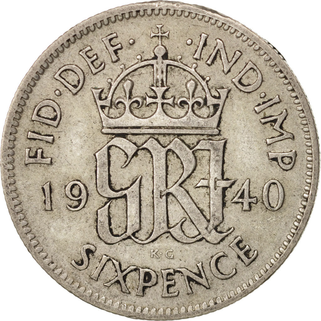Coin, Great Britain, George VI, 6 Pence, 1940, AU(50-53), Silver, KM:852